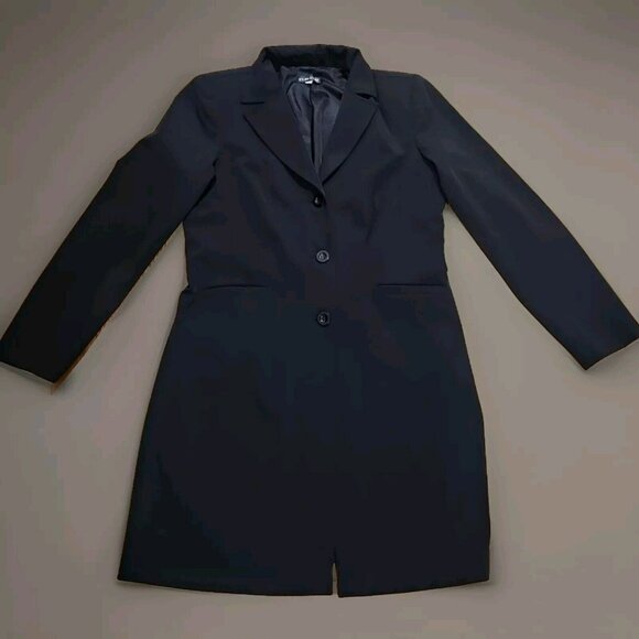 Bebe Women's Long Sport Coat Jacket Blazer Black  Sz 12 Career Office Siren Work - Picture 1 of 9